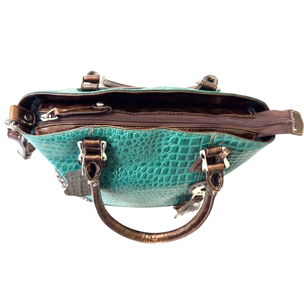 Vintage Madi Clare MC Emerald Green Croc Leather Rhinestone Shoulder Purse. - Picture 5 of 13
